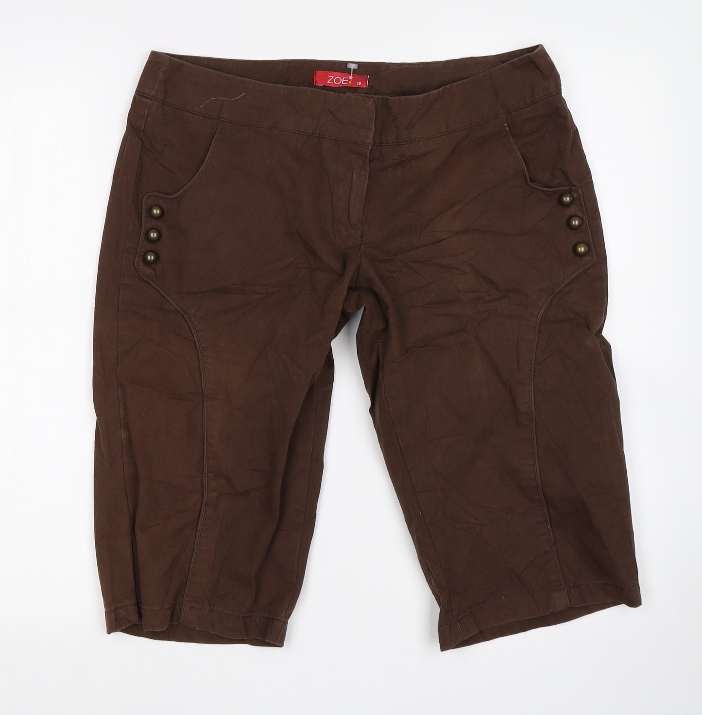 Zoe Womens Brown   Bermuda Shorts Size 12