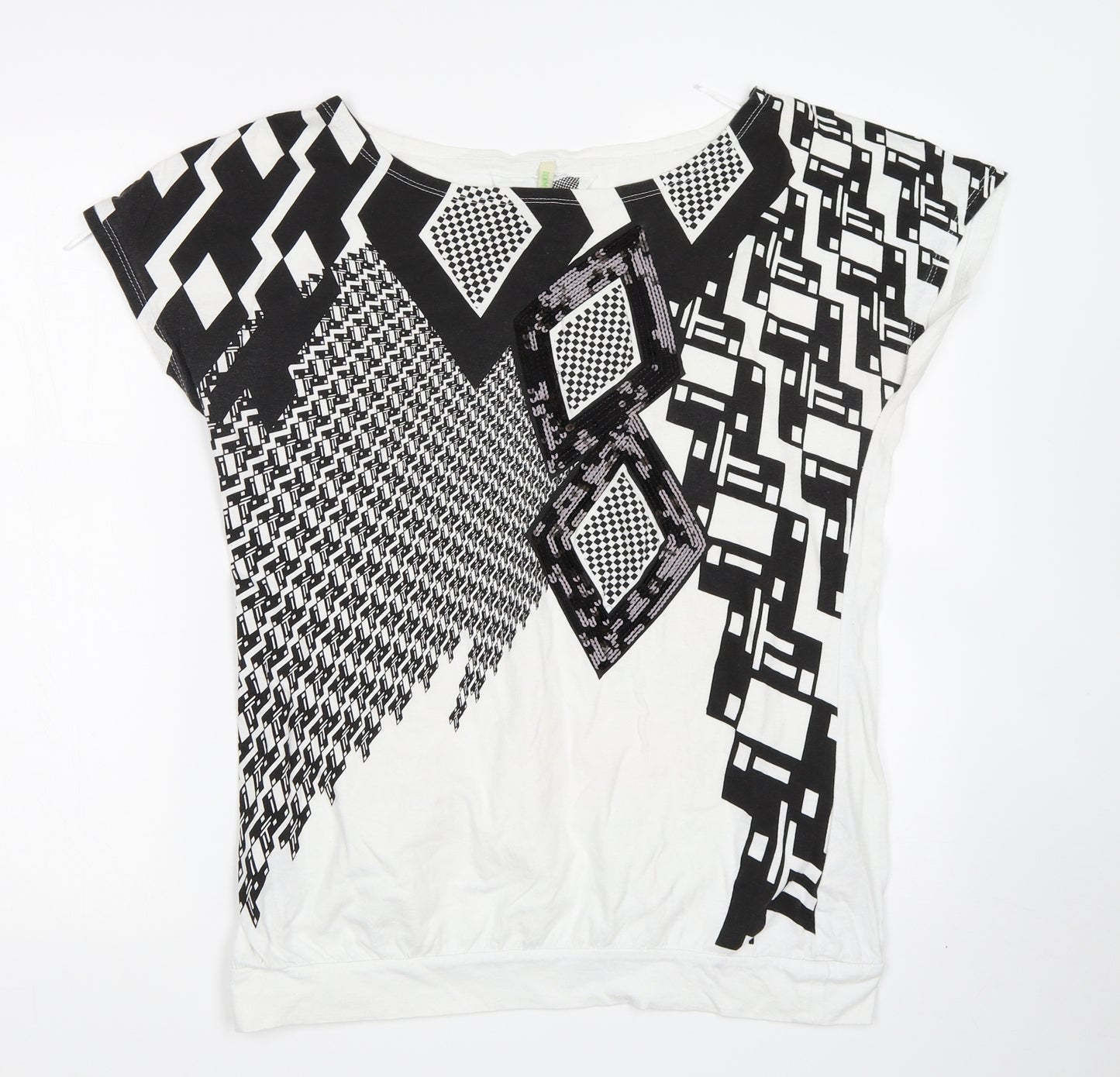 denim Co Womens Multicoloured Geometric  Basic T-Shirt Size 16