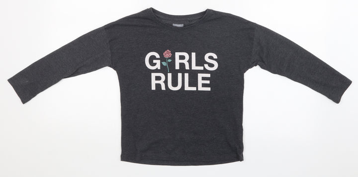NEXT Girls Grey   Basic T-Shirt Size 7 Years