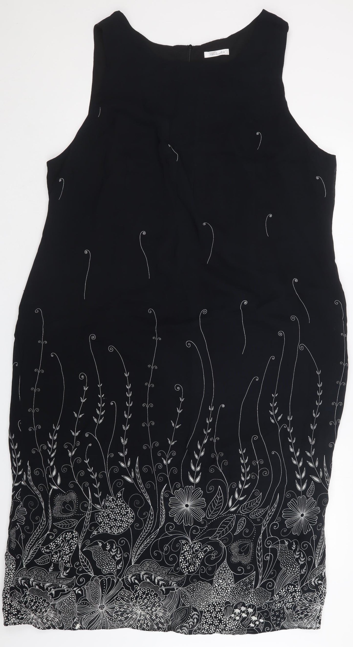 Berkertex Womens Black Floral  Tank Dress  Size 22