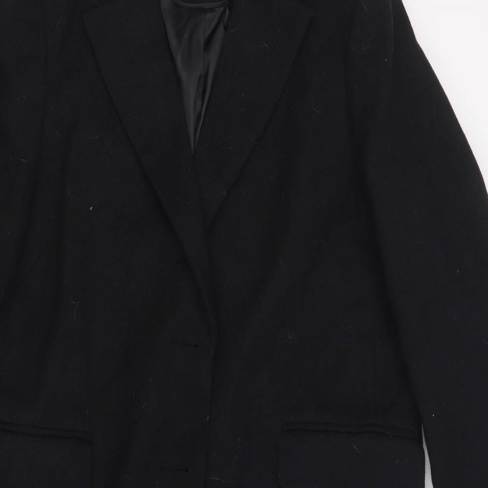 M&S Womens Black   Overcoat Coat Size 14
