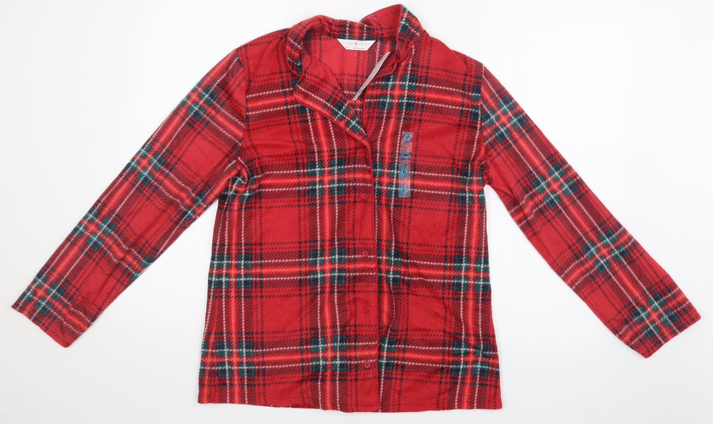 M&S Womens Red Check  Top Pyjama Top Size M