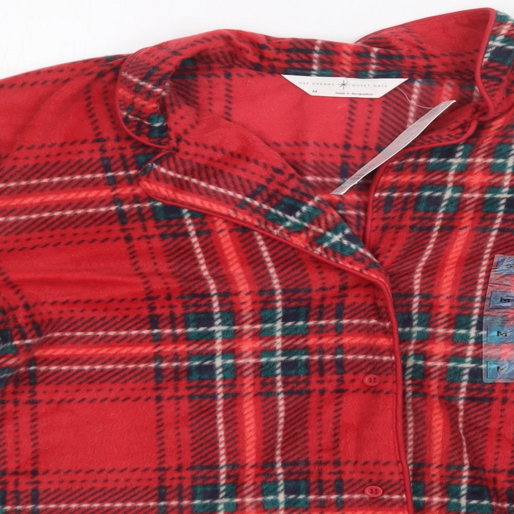 M&S Womens Red Check  Top Pyjama Top Size M