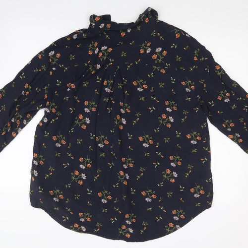 H&M Womens Blue Floral  Basic Blouse Size S