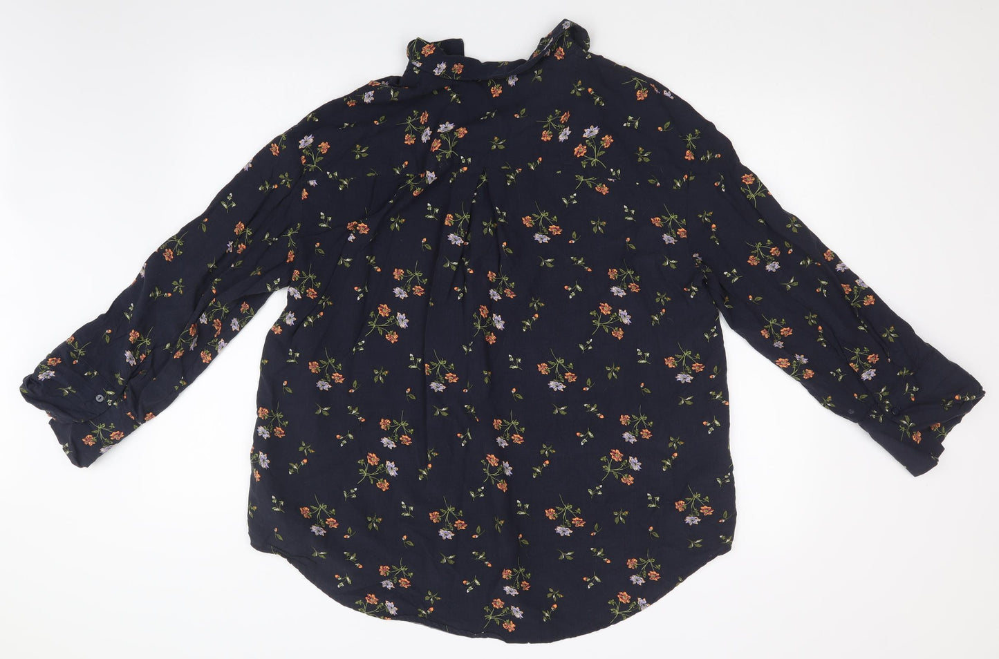 H&M Womens Blue Floral  Basic Blouse Size S