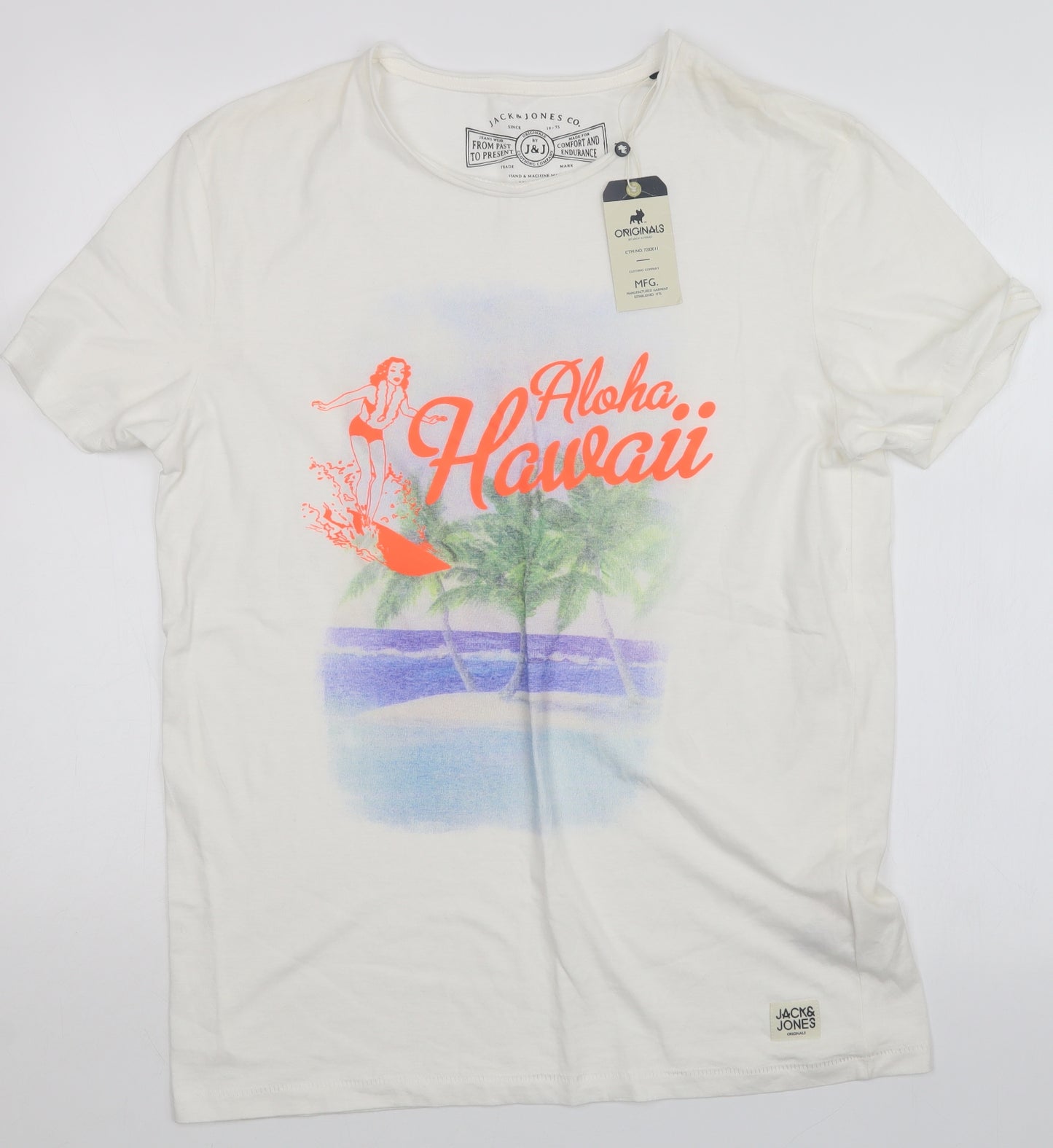 JACK & JONES Mens White    T-Shirt Size L