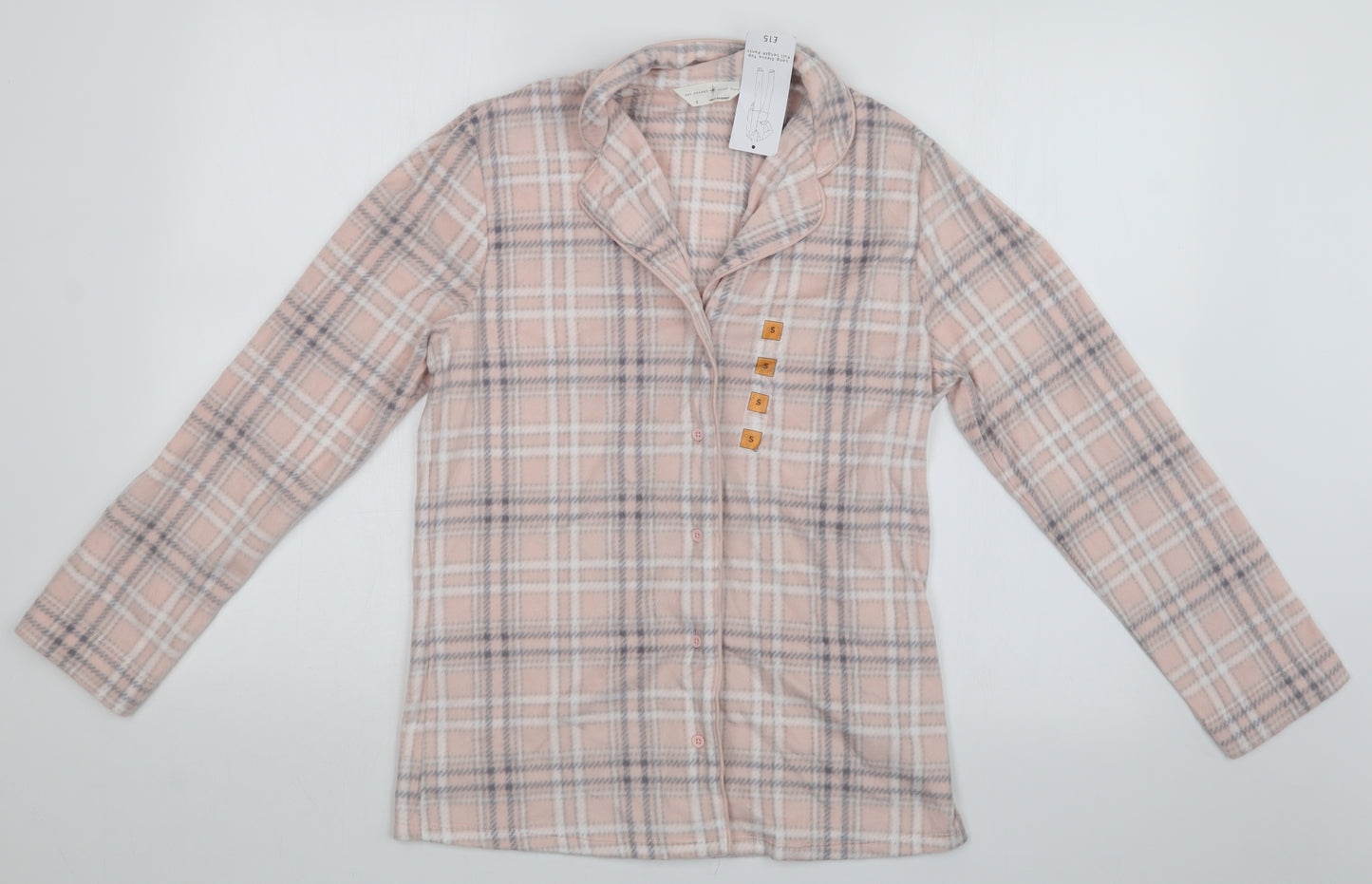 M&S Womens Pink Check  Top Pyjama Top Size S
