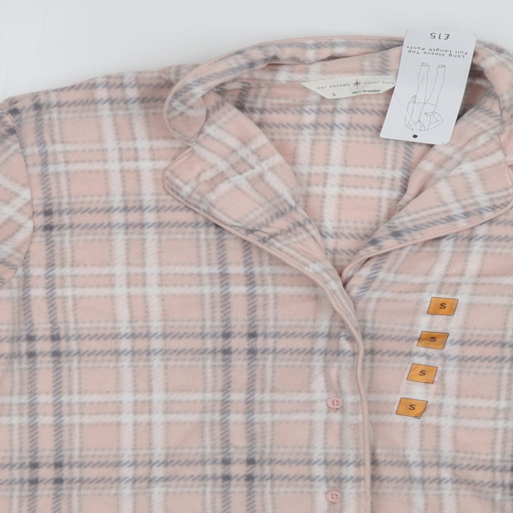 M&S Womens Pink Check  Top Pyjama Top Size S