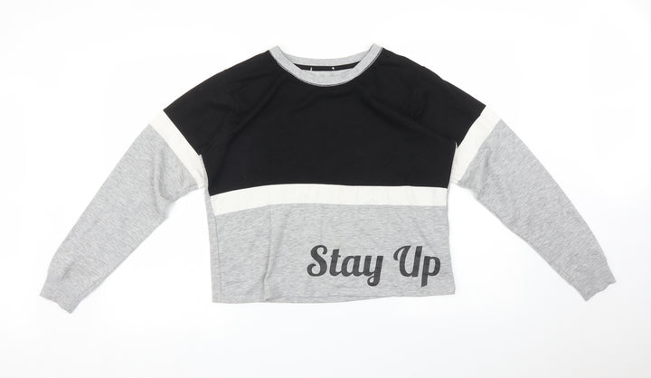 New Look Girls Multicoloured Striped Pullover Sweatshirt Size L