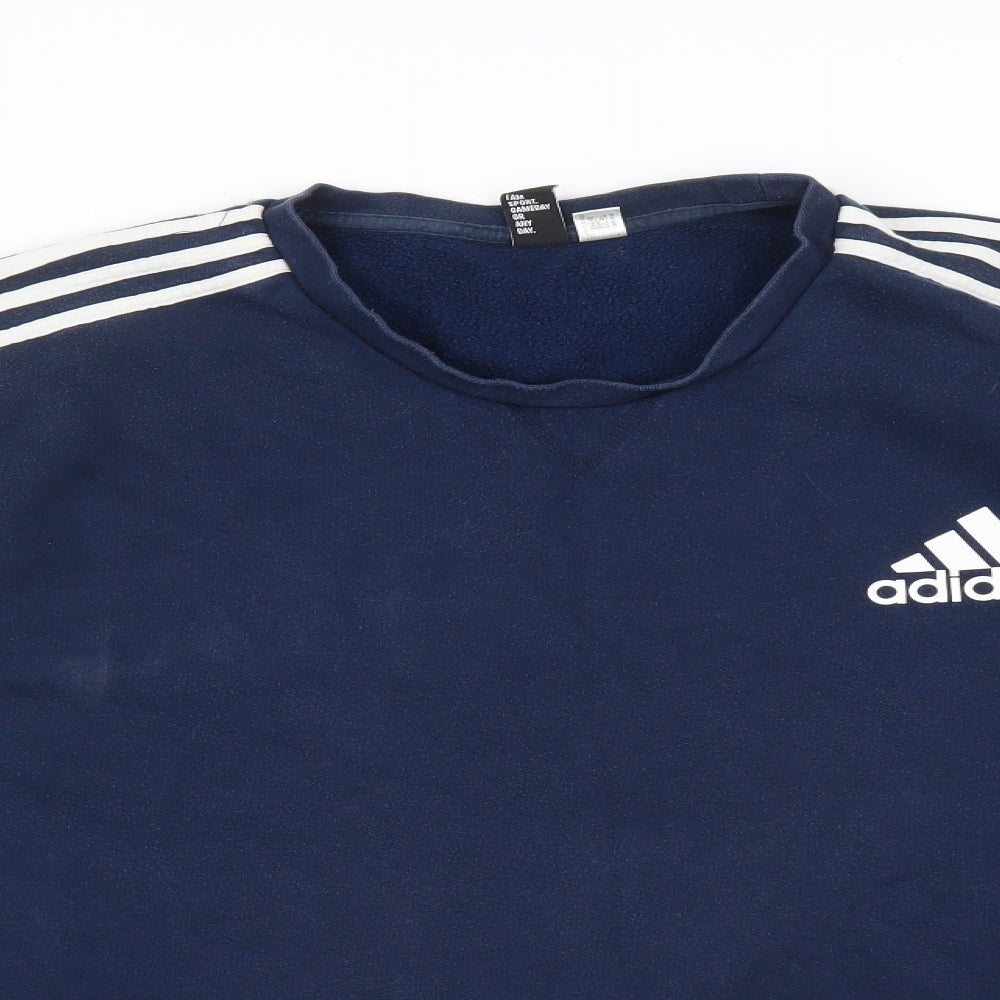 adidas Mens Blue   Pullover Sweatshirt