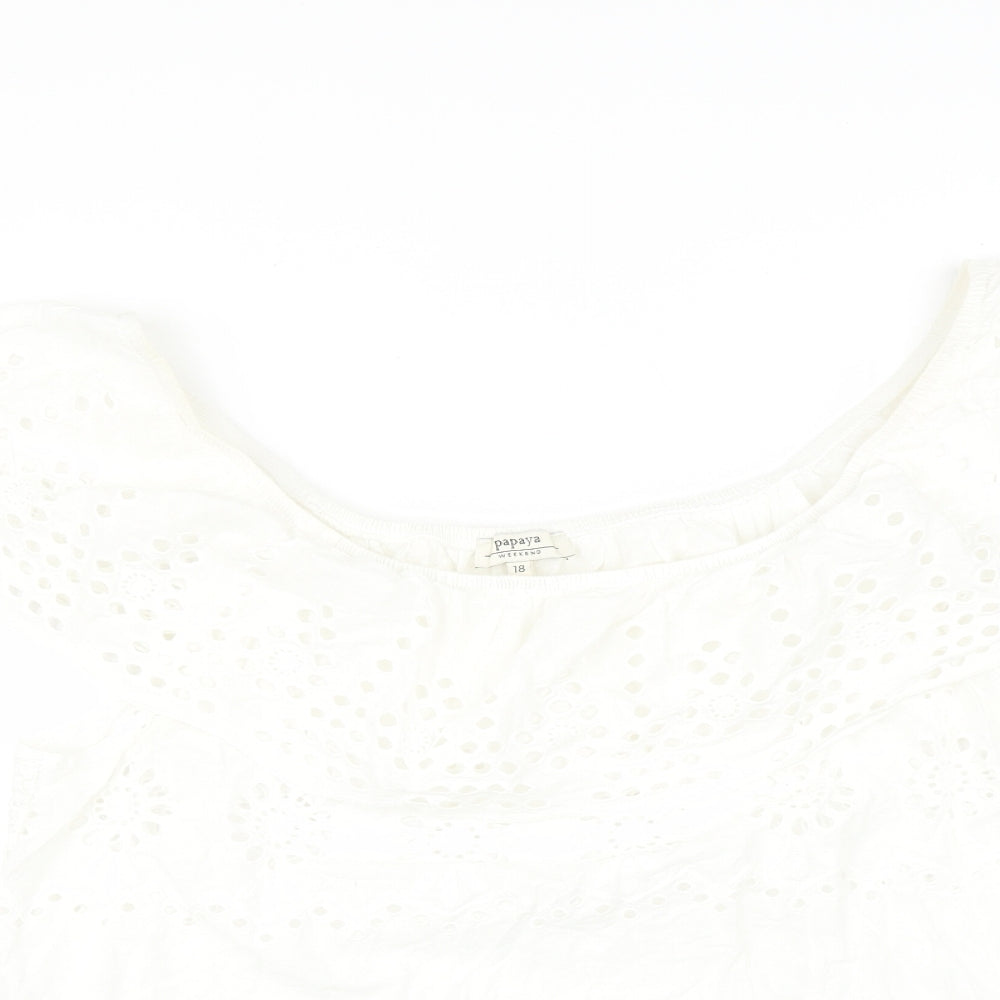Matalan Womens White Floral  Basic T-Shirt Size 18