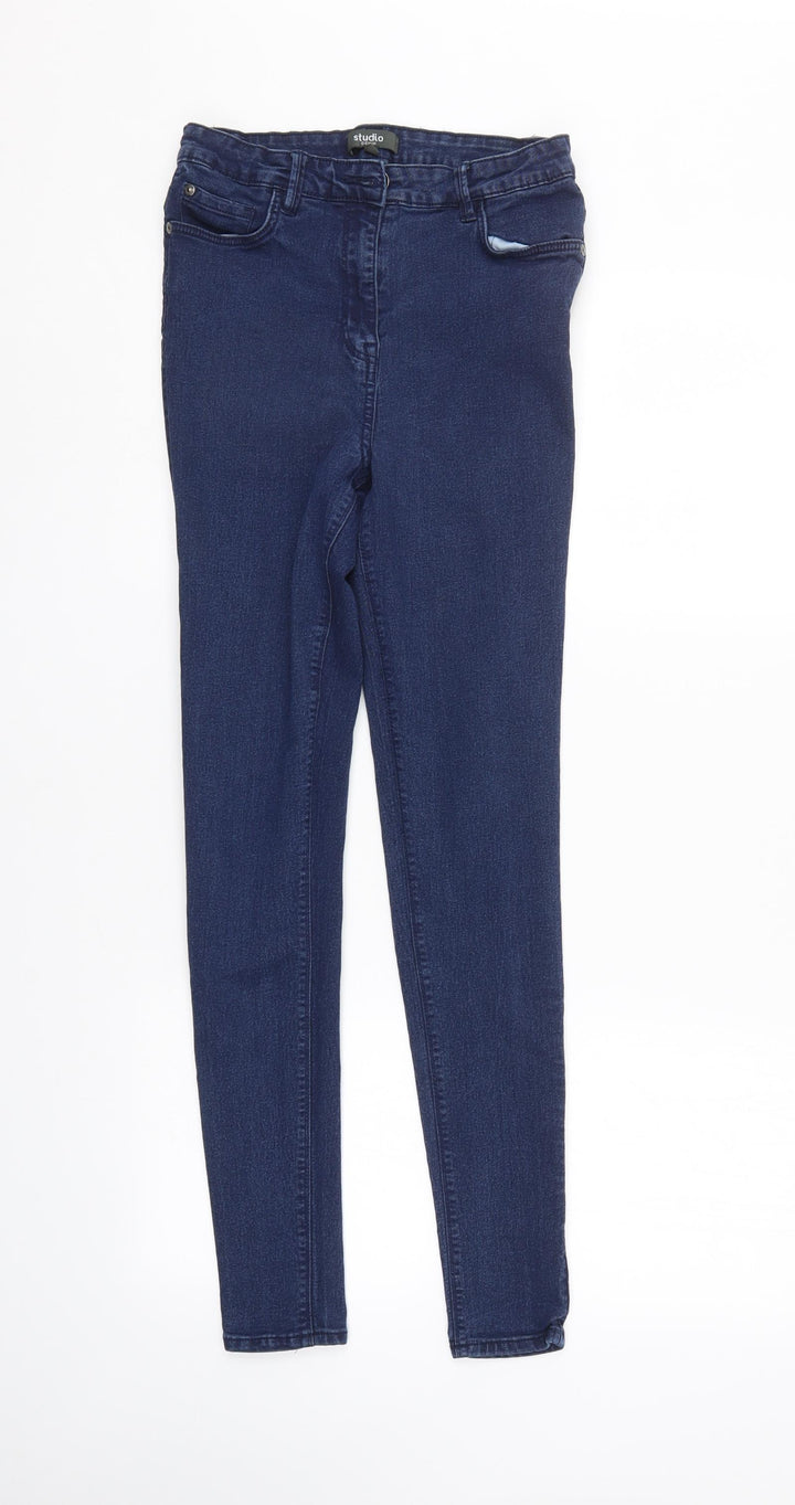 Studio Womens Blue Tapered Jeans Size 12 L29 in - Elastic Waist