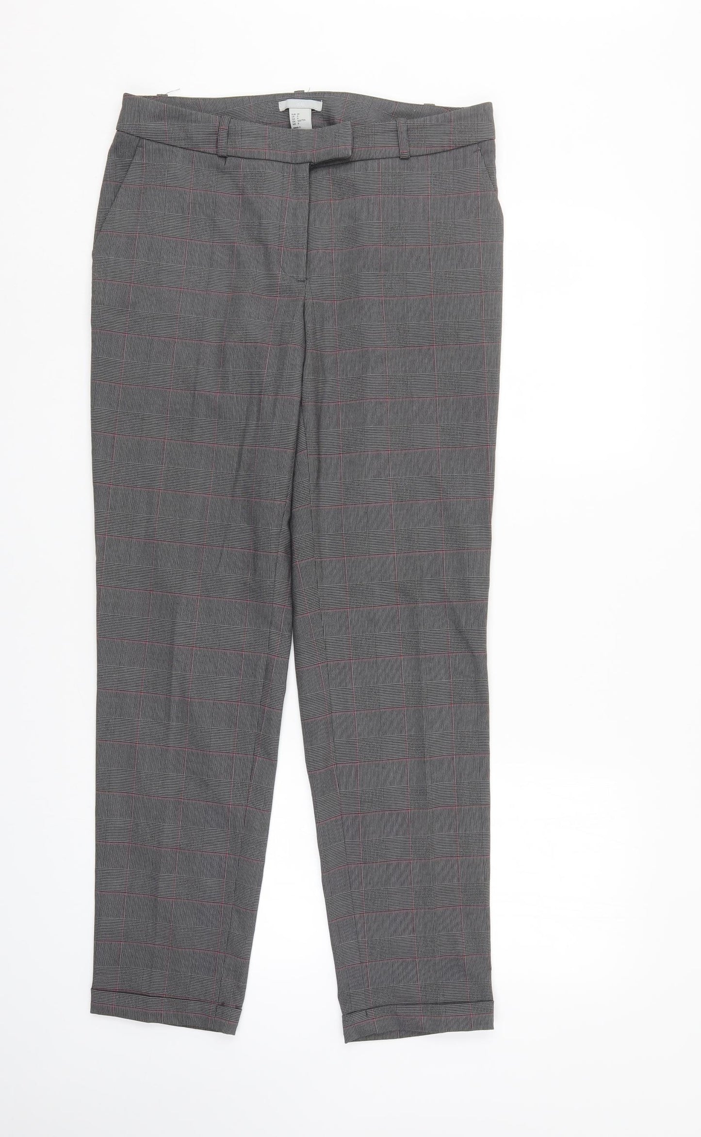 H&M Womens Grey Check  Trousers  Size 10 L30 in