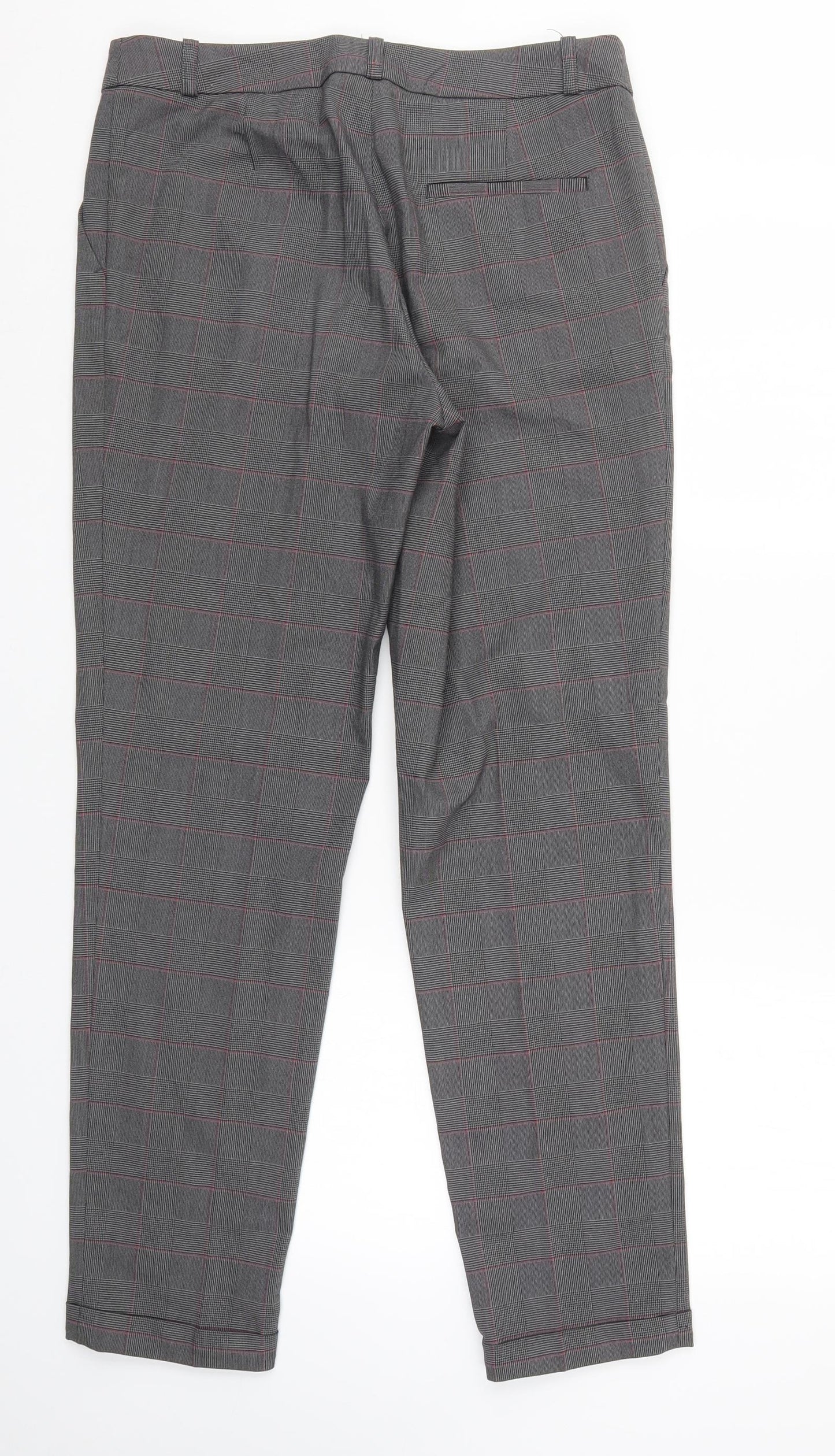 H&M Womens Grey Check  Trousers  Size 10 L30 in