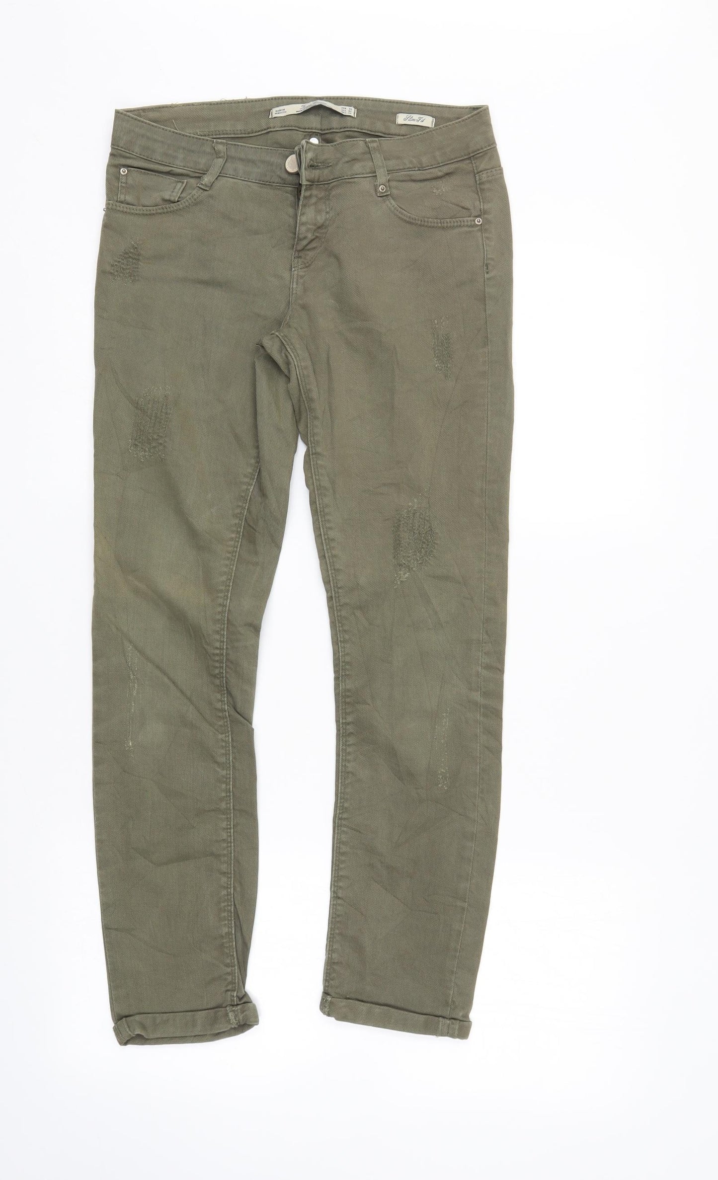 Leana Woman Womens Green  Denim Skinny Jeans Size 6 L27 in