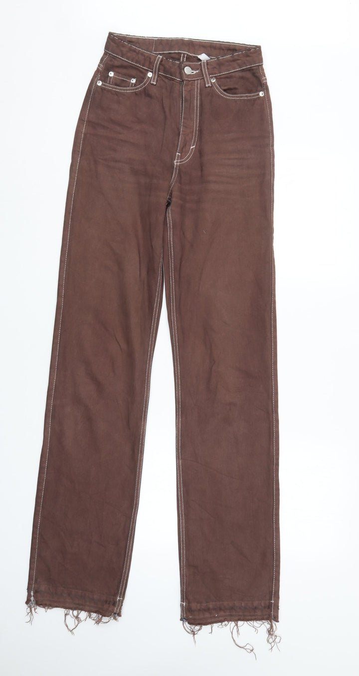 Weekday Mens Brown Denim Straight Jeans Size 24 L32 in