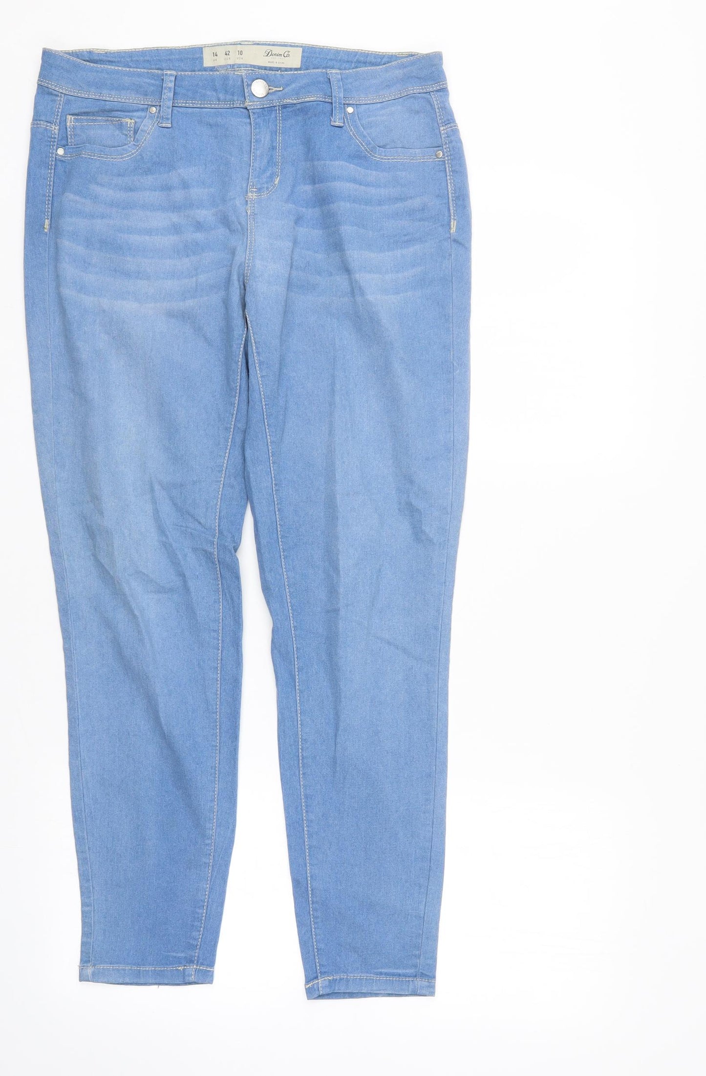 Denim & Co. Womens Blue  Denim Straight Jeans Size 14 L28 in