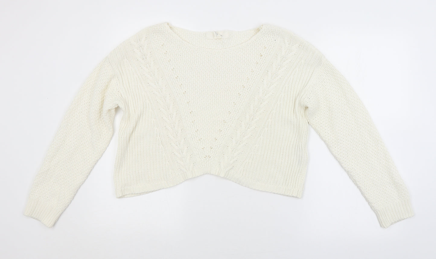 FOREVER 21 Womens White Argyle/Diamond  Pullover Jumper Size L