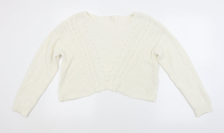 FOREVER 21 Womens White Argyle/Diamond  Pullover Jumper Size L