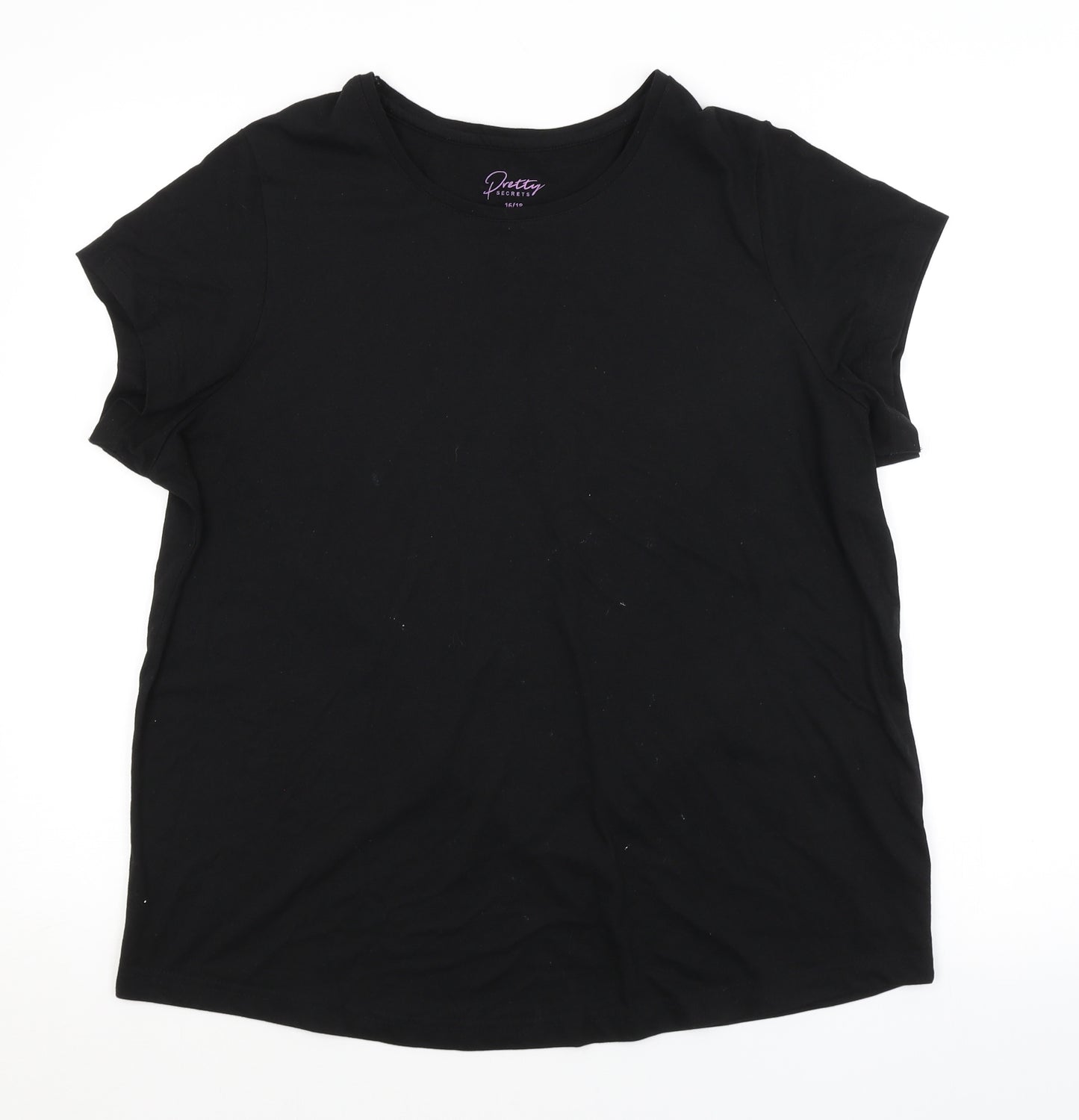 Pretty Secrets Womens Black   Basic T-Shirt Size 16
