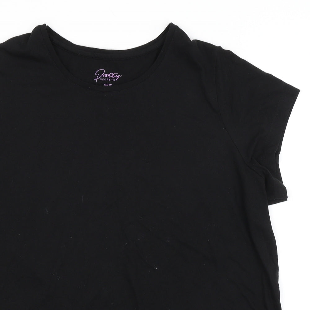 Pretty Secrets Womens Black   Basic T-Shirt Size 16