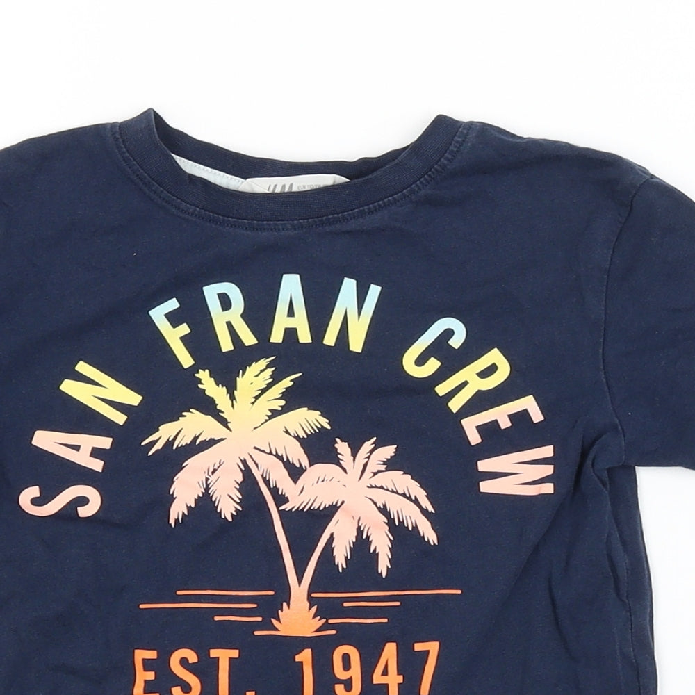 H&M Girls Blue   Basic T-Shirt Size 5-6 Years