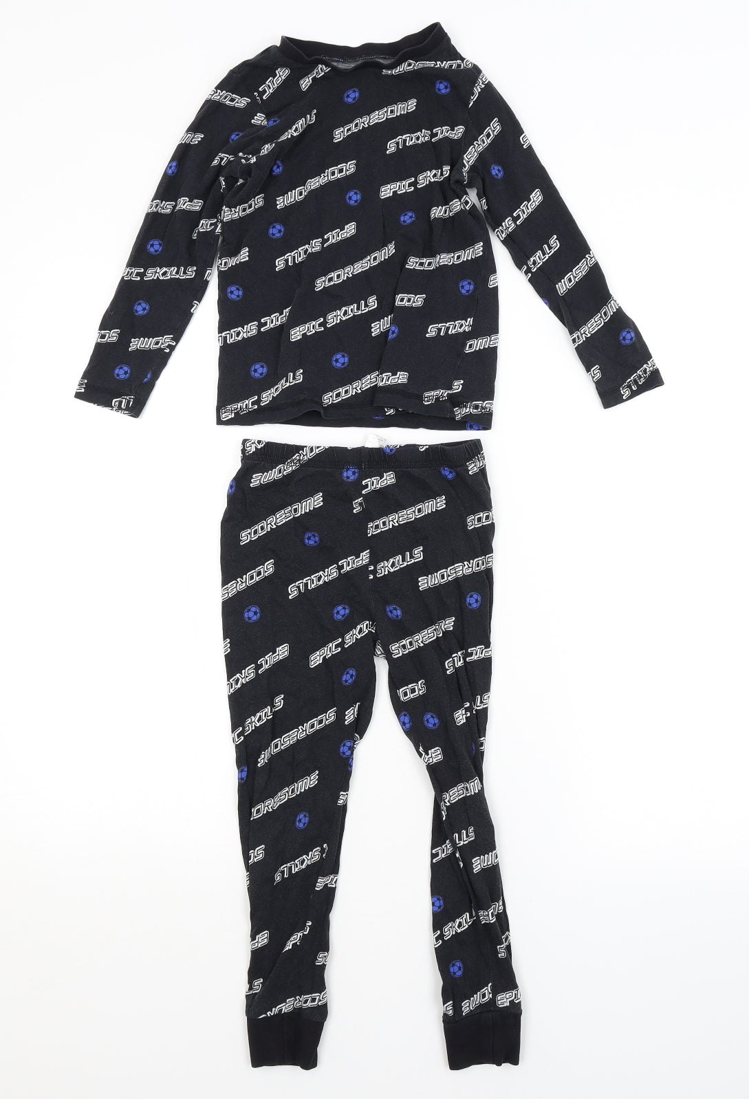 George Boys Black Geometric   Pyjama Set Size 5-6 Years