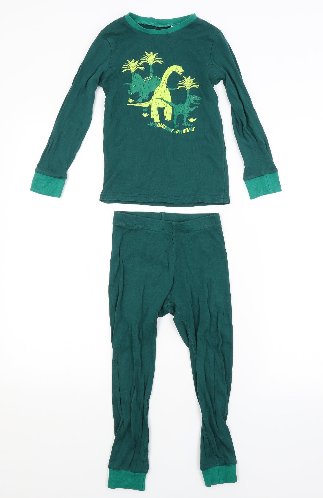 H&M Boys Green    Pyjama Set Size 5-6 Years  - DINOSAUR