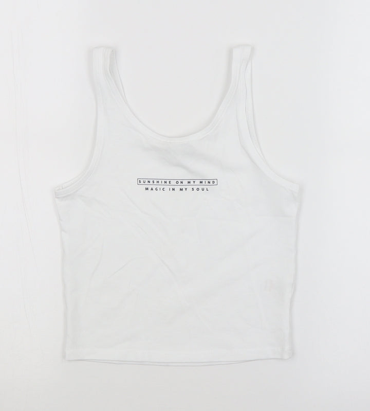 George Girls White   Basic Tank Size 8-9 Years