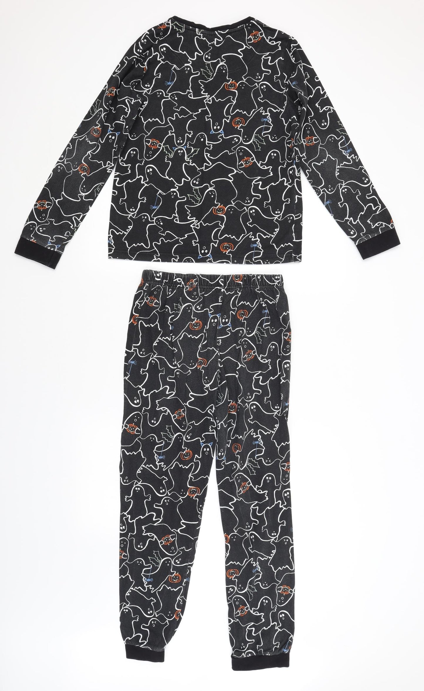 Nutmeg Girls Black Solid   Pyjama Set Size 12-13 Years