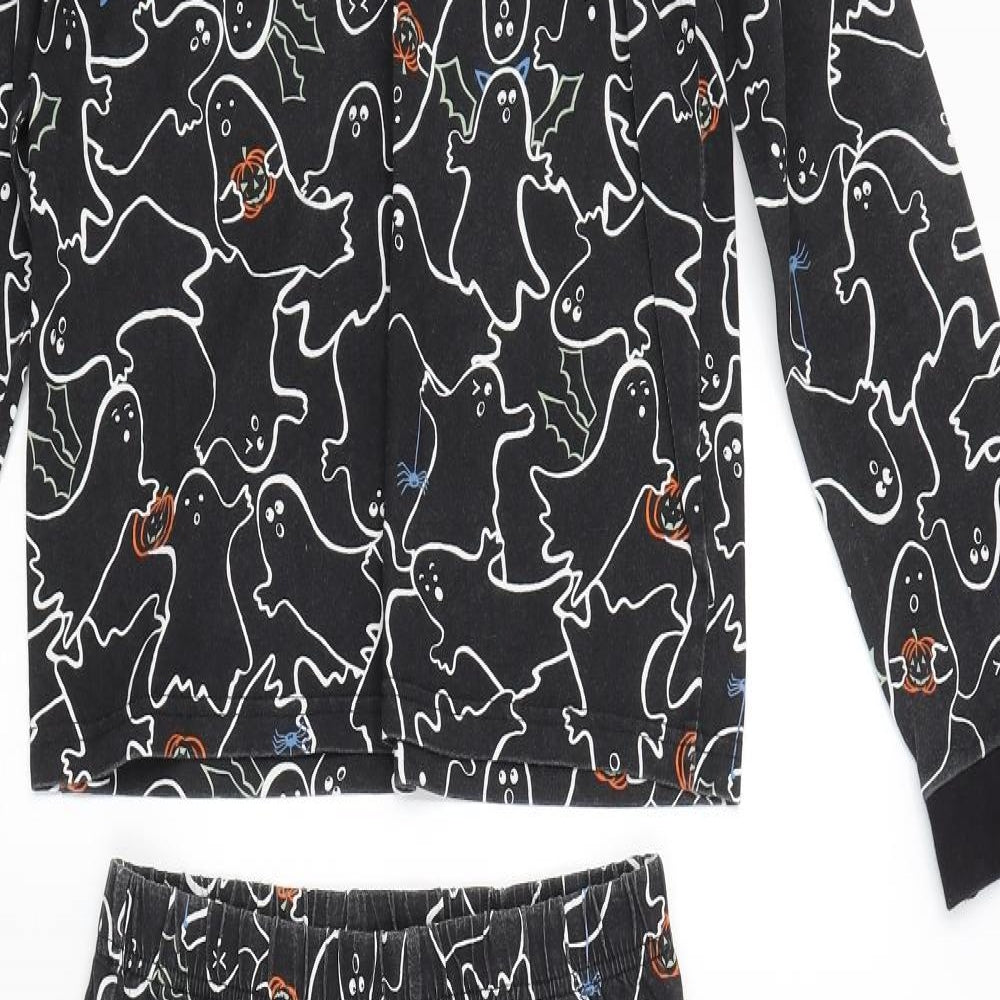 Nutmeg Girls Black Solid   Pyjama Set Size 12-13 Years