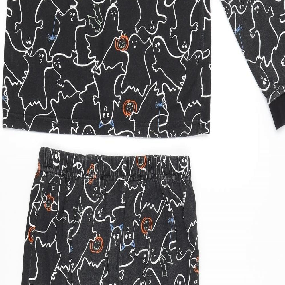 Nutmeg Girls Black Solid   Pyjama Set Size 12-13 Years