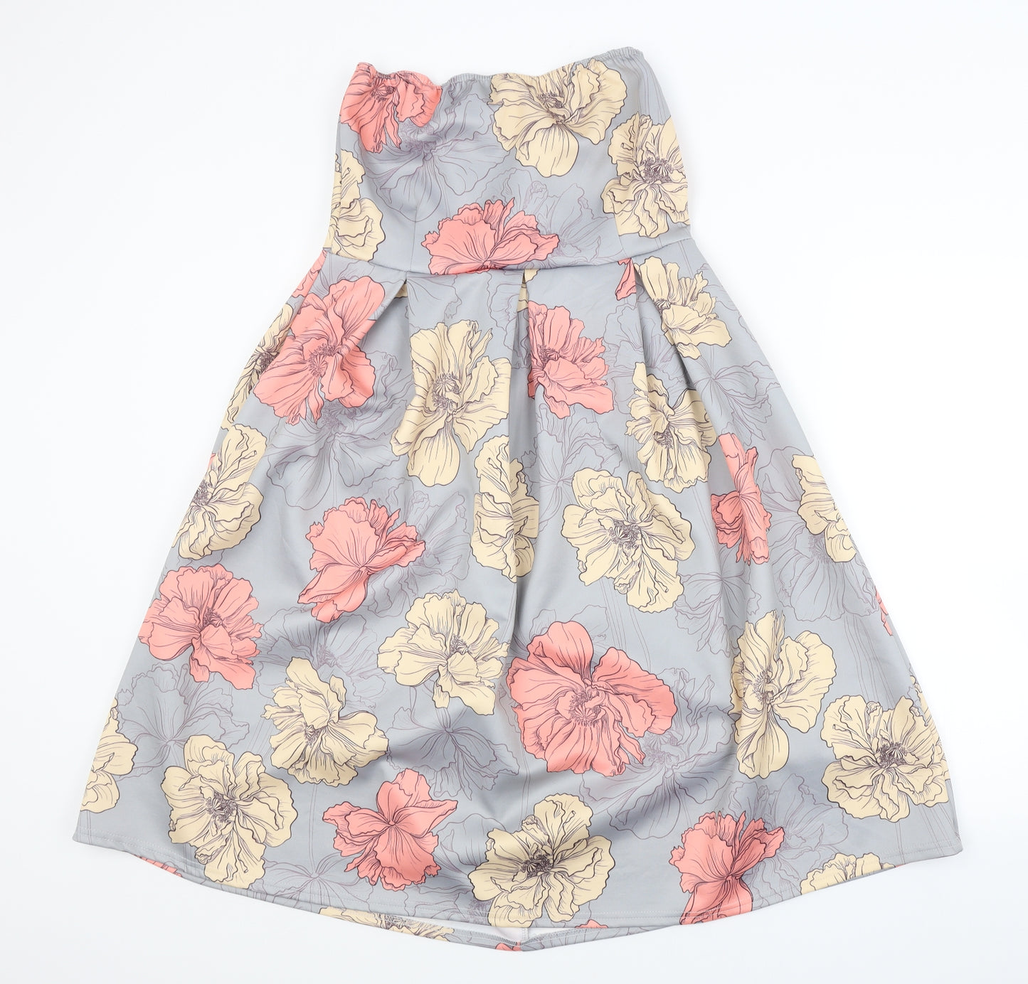Boohoo Womens Grey Floral  A-Line  Size 16