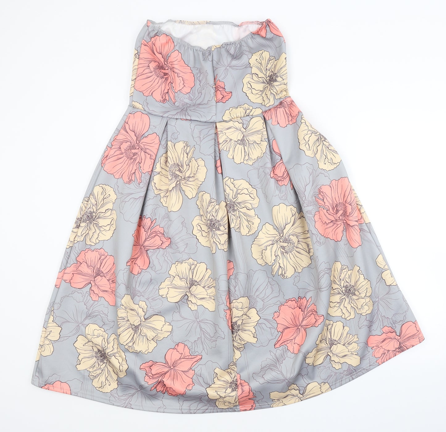 Boohoo Womens Grey Floral  A-Line  Size 16
