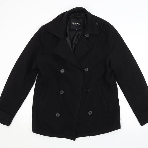 Peacocks Womens Black   Pea Coat Coat Size M