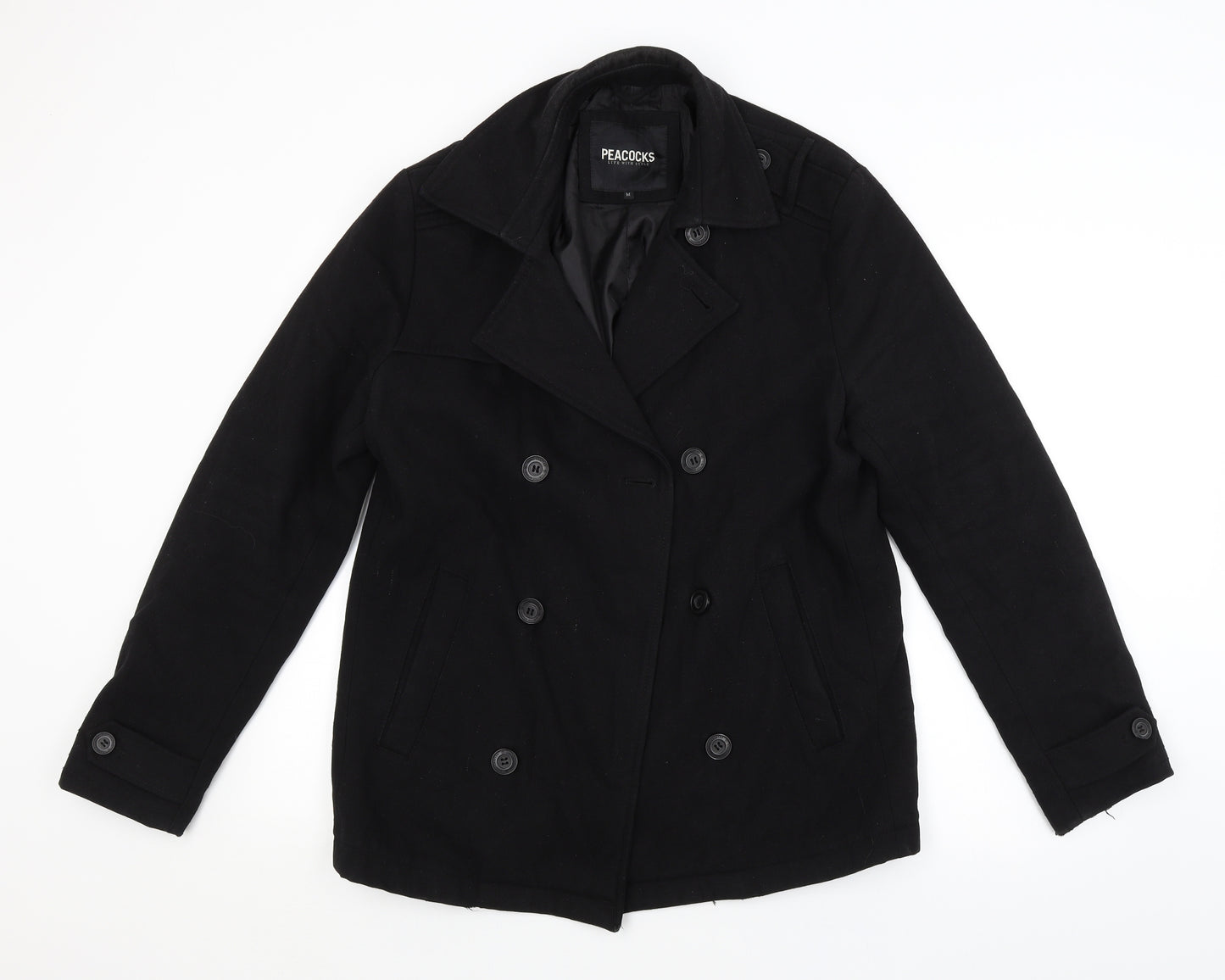 Peacocks Womens Black   Pea Coat Coat Size M
