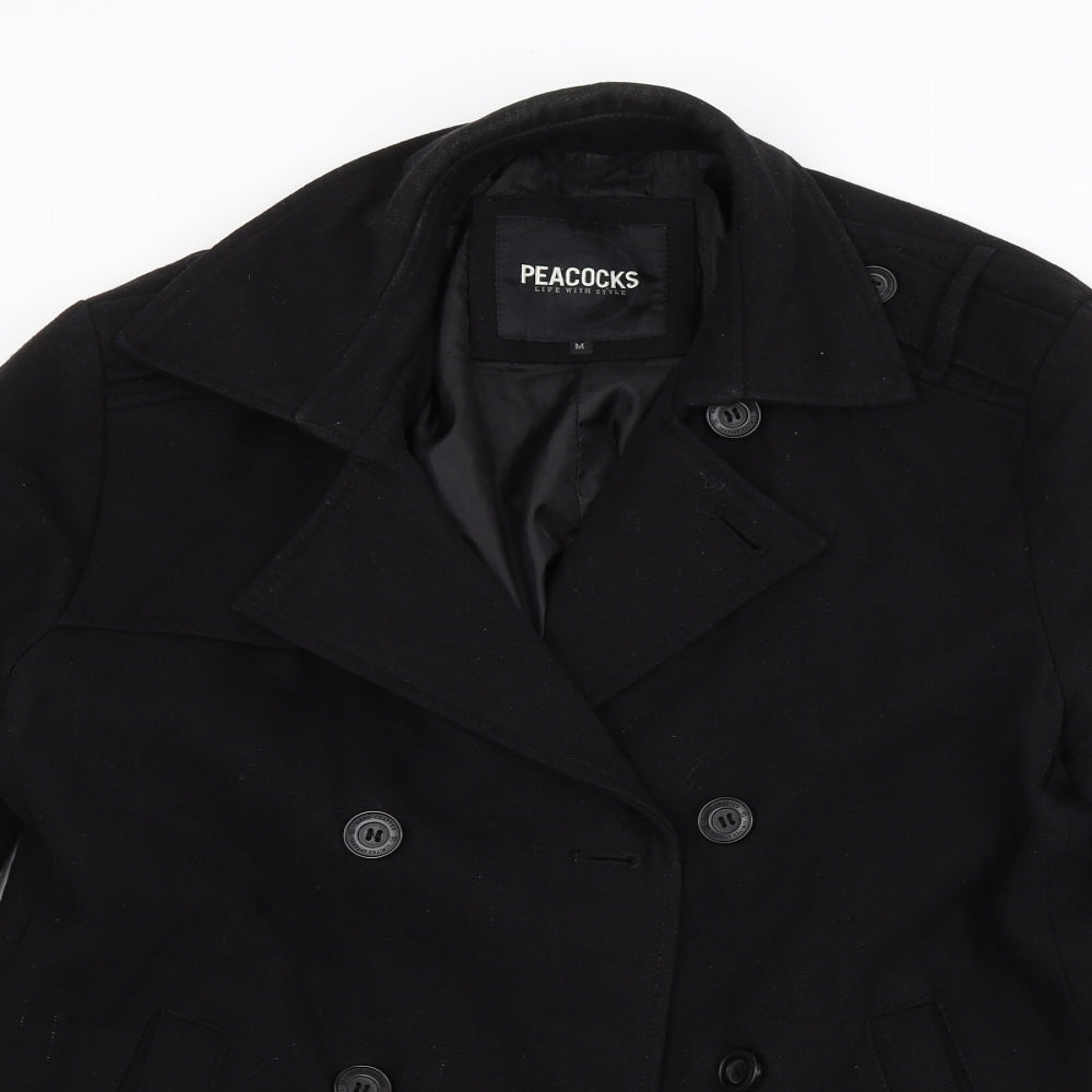 Peacocks Womens Black   Pea Coat Coat Size M