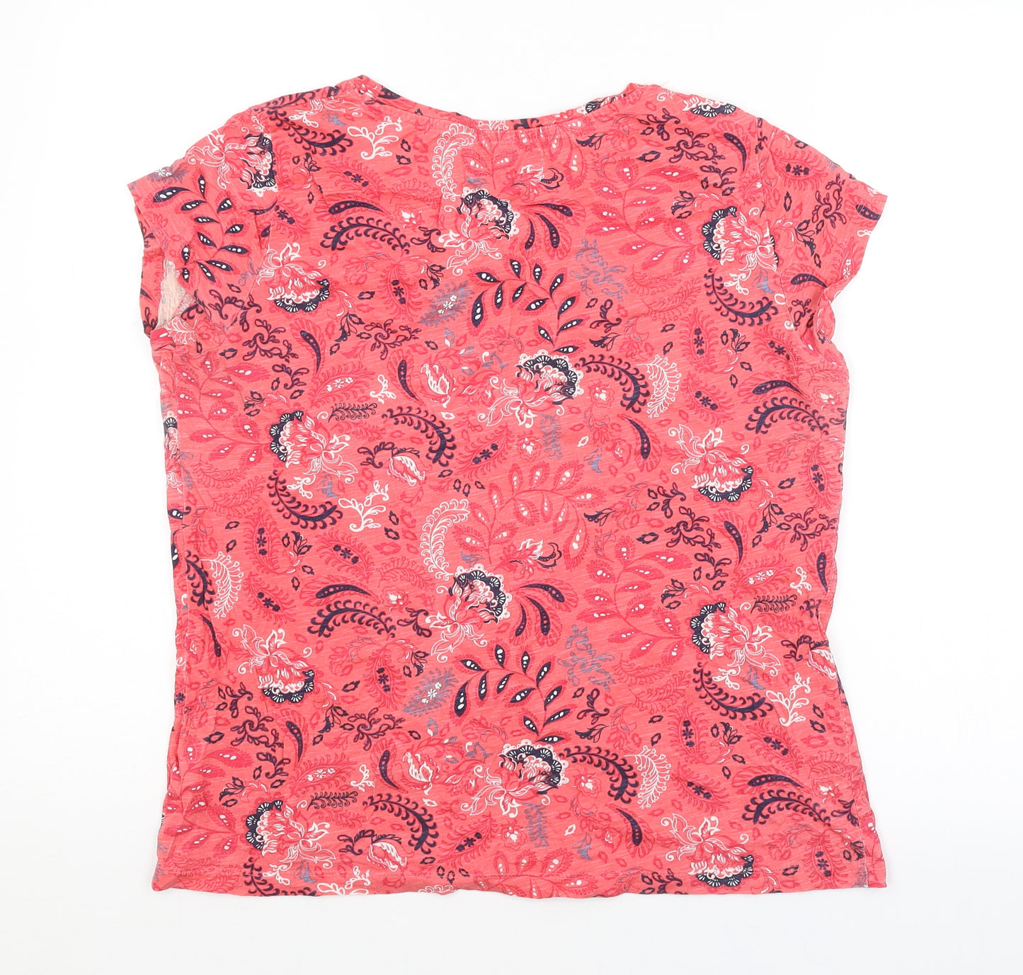 John Baner Womens Red Paisley  Basic T-Shirt Size 12