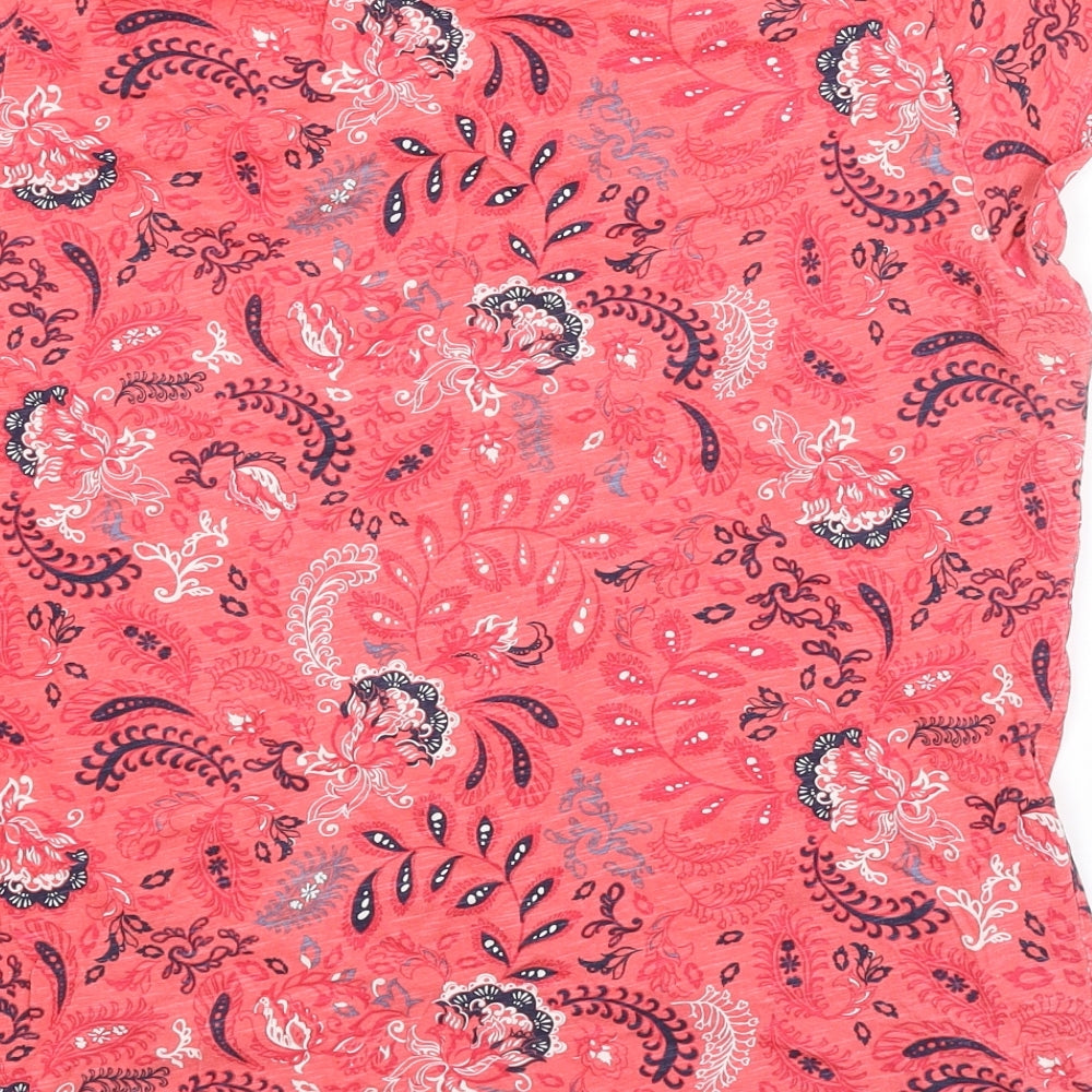 John Baner Womens Red Paisley  Basic T-Shirt Size 12