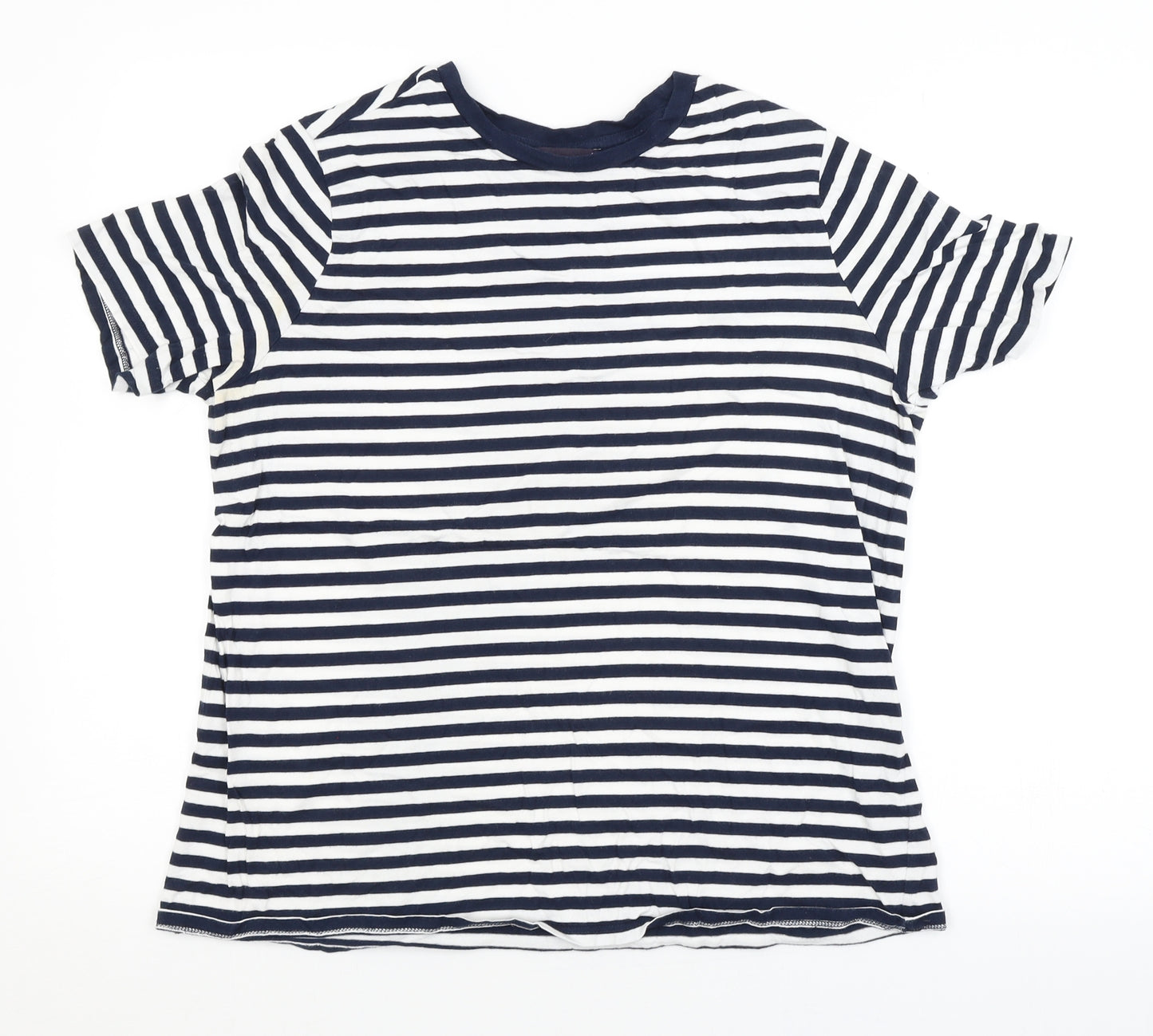 M&S Womens Blue Striped  Basic T-Shirt Size 14