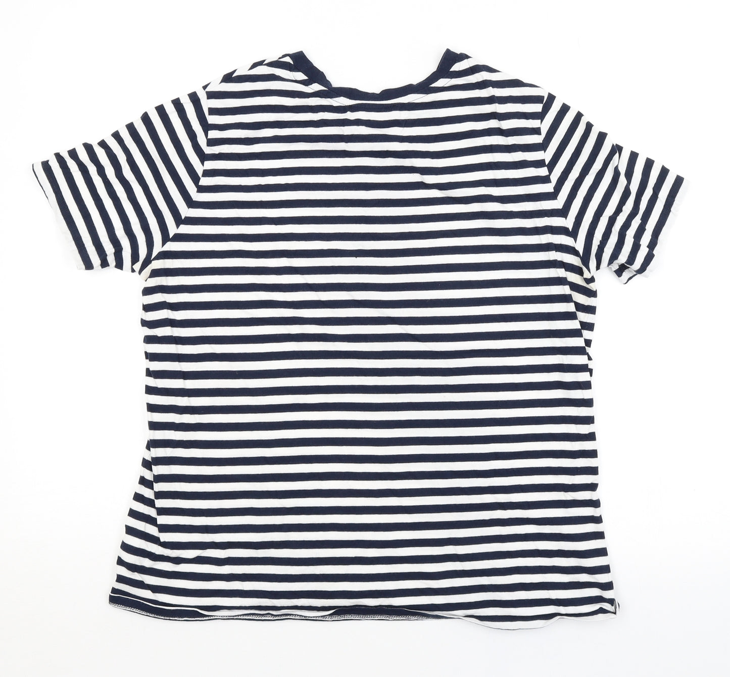 M&S Womens Blue Striped  Basic T-Shirt Size 14