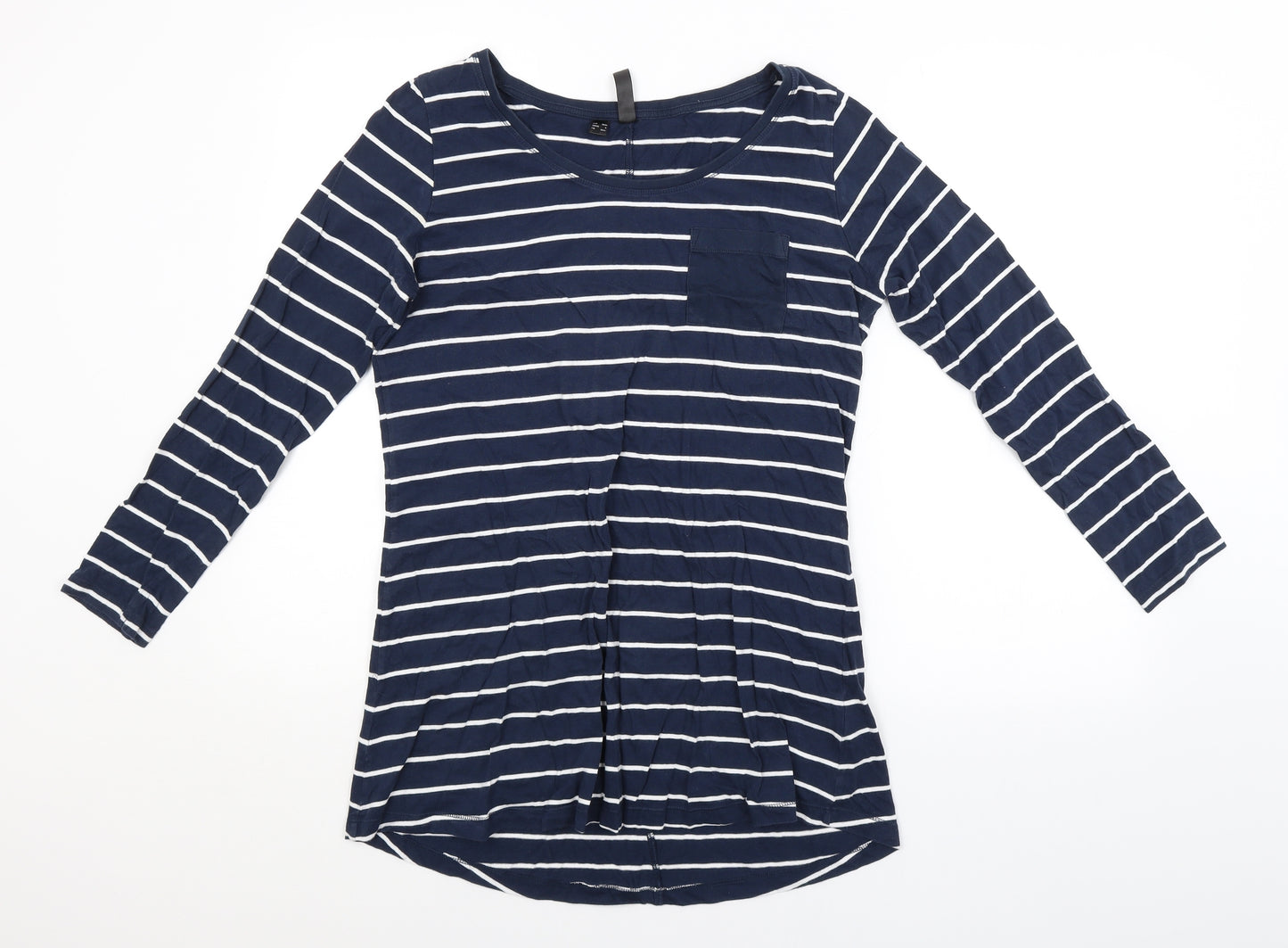 Rainbow Womens Blue Striped  Basic T-Shirt Size 10
