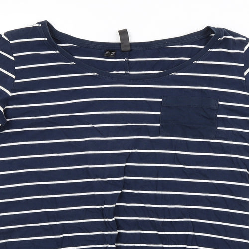 Rainbow Womens Blue Striped  Basic T-Shirt Size 10