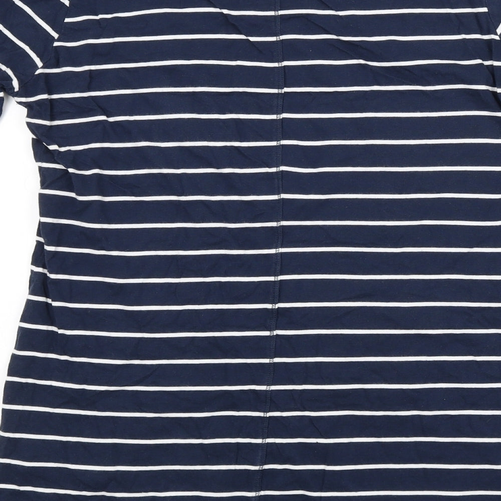 Rainbow Womens Blue Striped  Basic T-Shirt Size 10