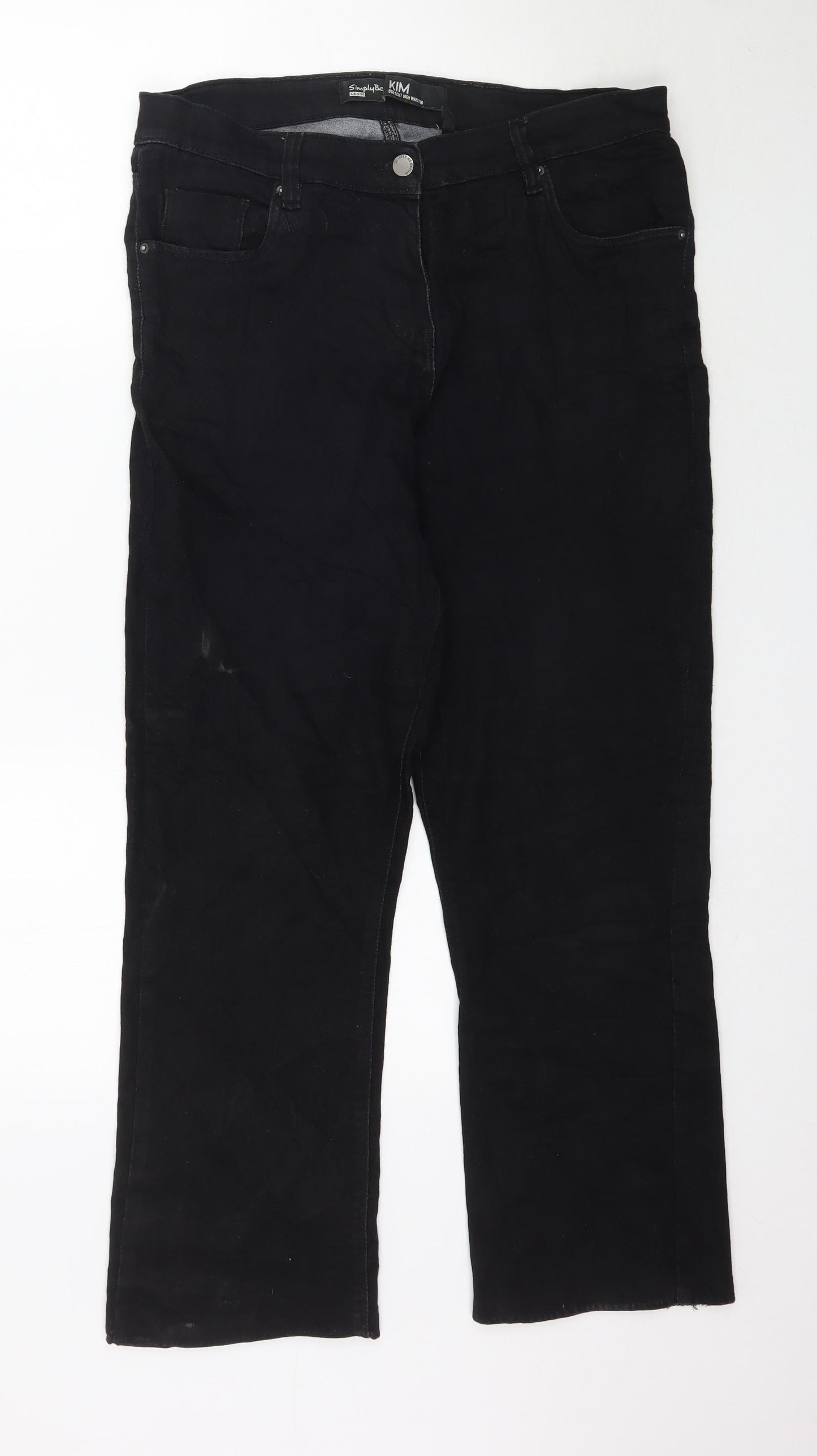 SimplyBe Womens Black  Denim Straight Jeans Size 16 L27 in