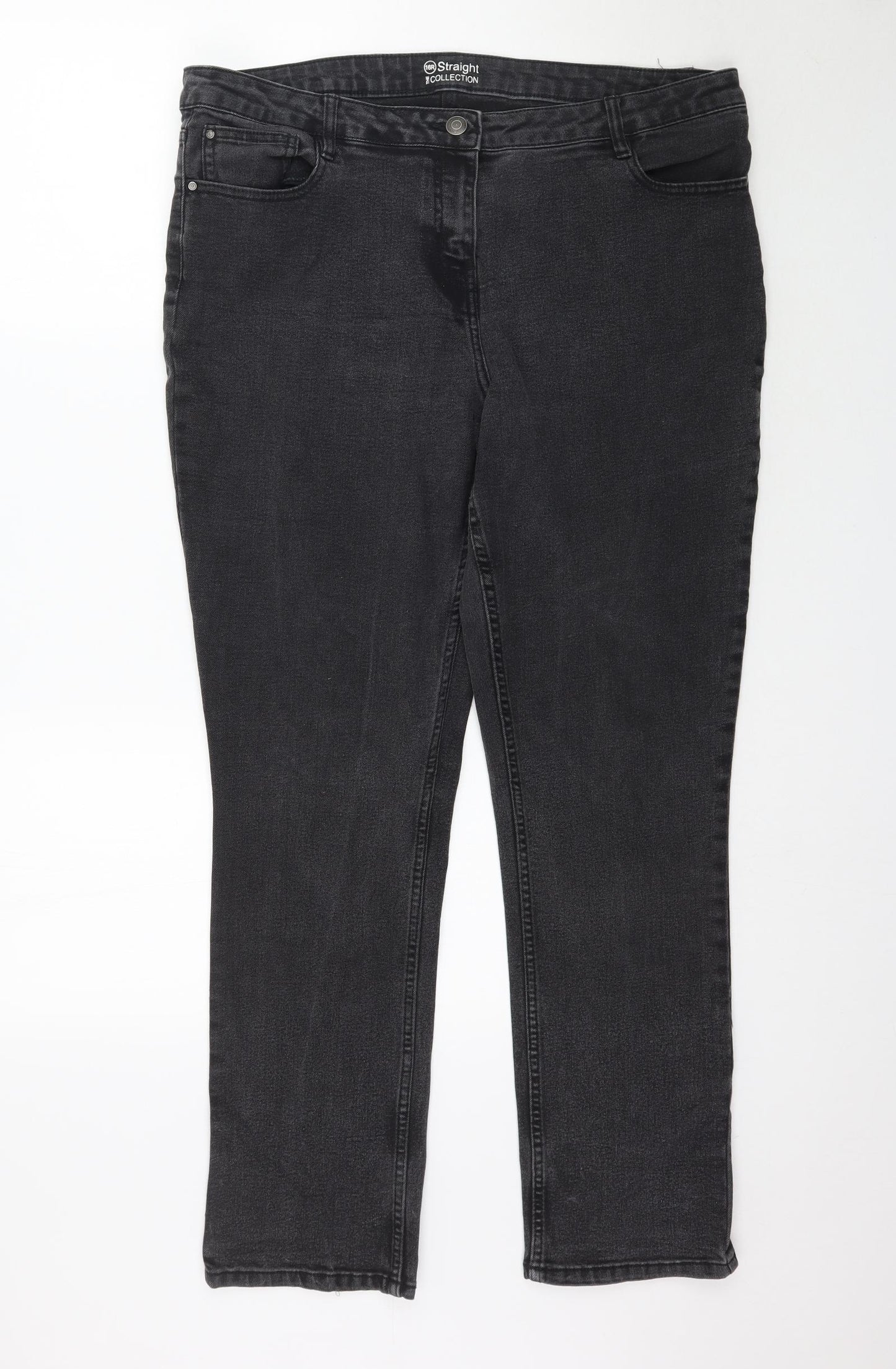 Debenhams Womens Black  Denim Straight Jeans Size 16 L30 in