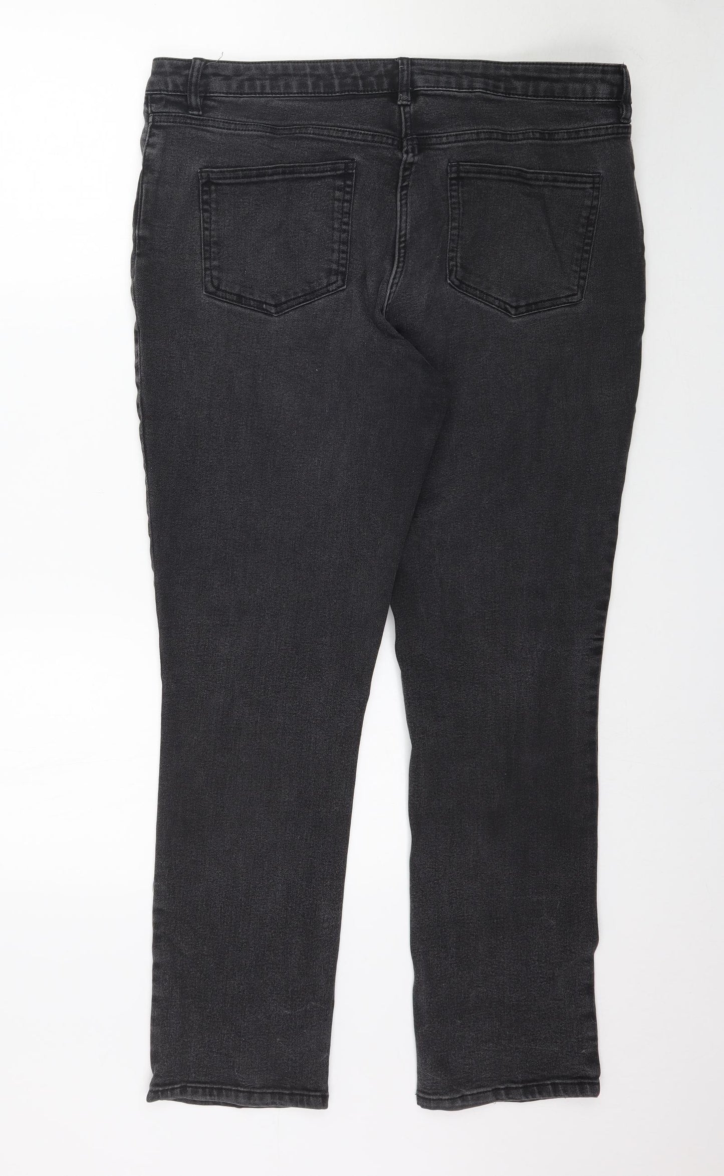Debenhams Womens Black  Denim Straight Jeans Size 16 L30 in