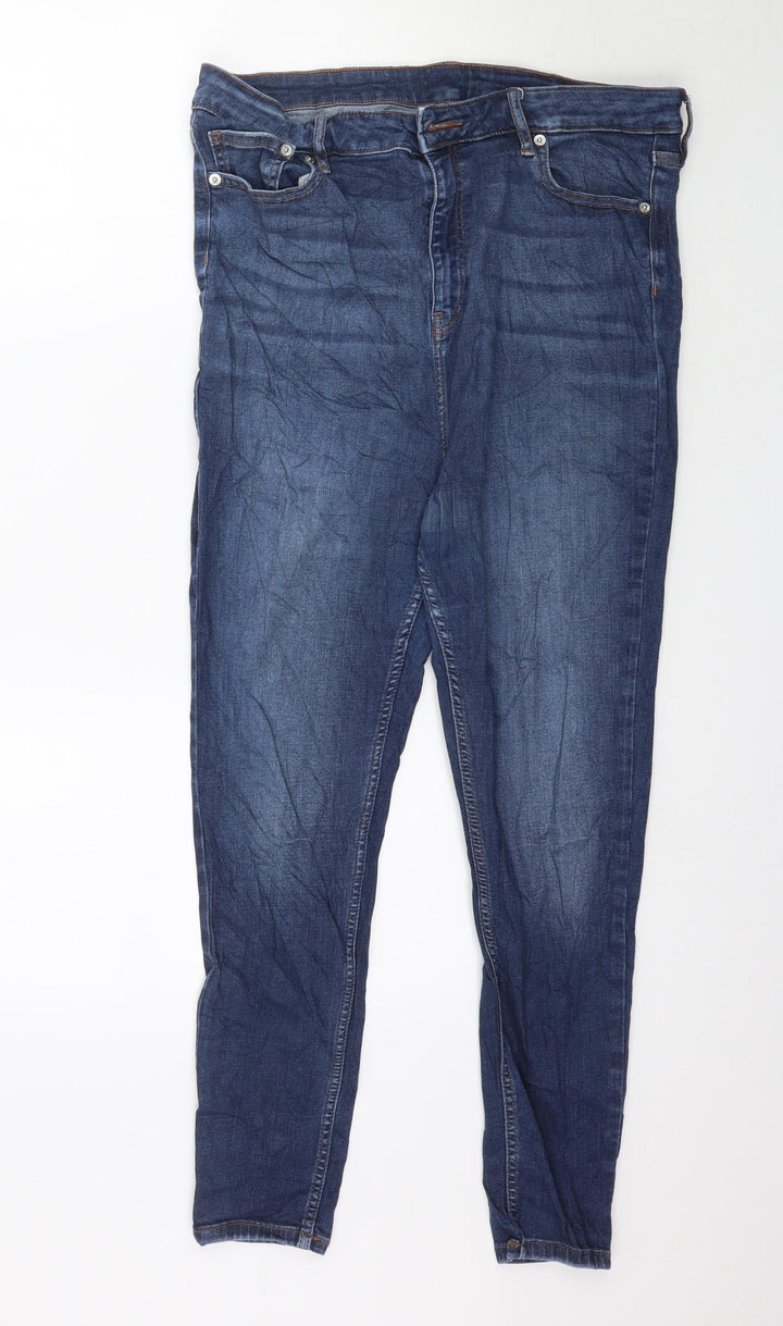 Preworn Womens Blue  Denim Skinny Jeans Size 34 in L26 in