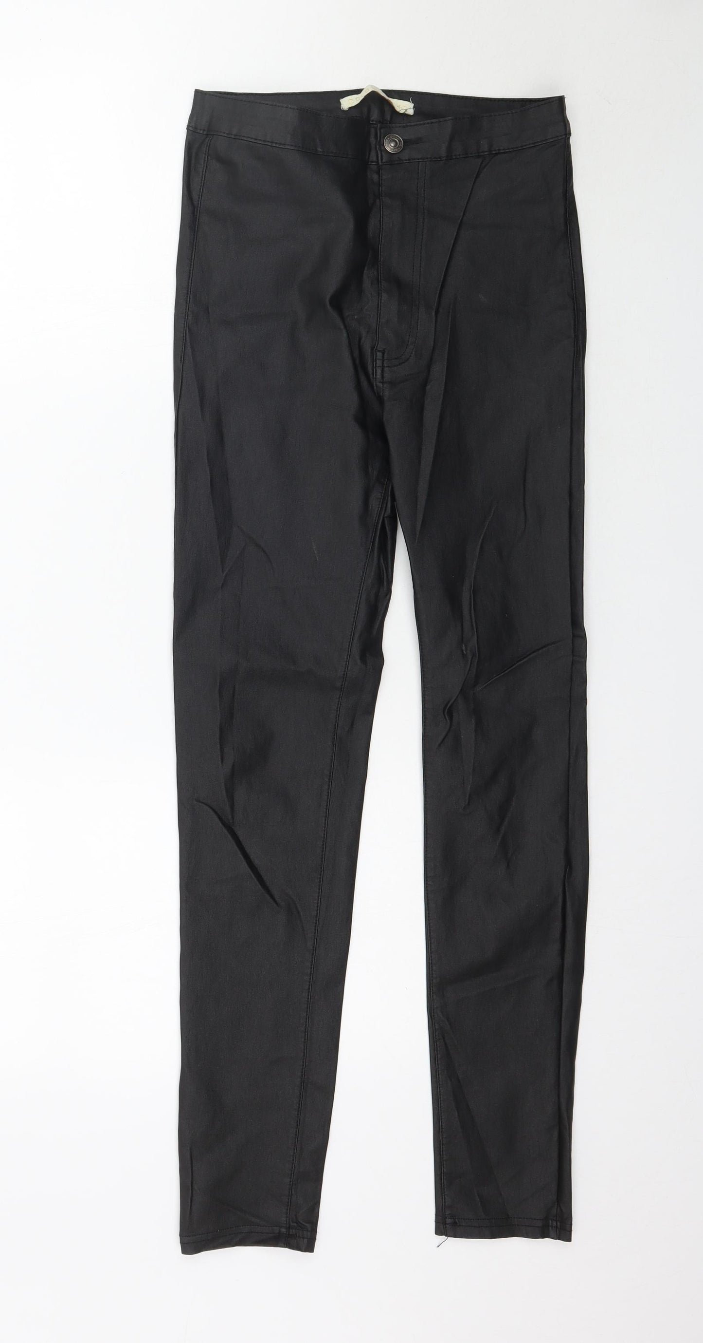 Golosk Womens Black  Denim Skinny Jeans Size 12 L28 in - Faux Leather style