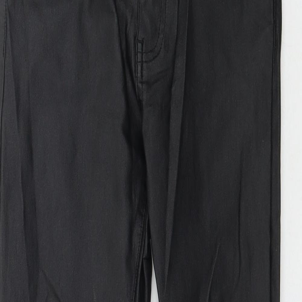Golosk Womens Black  Denim Skinny Jeans Size 12 L28 in - Faux Leather style